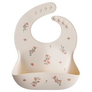 Mushie Silicone Bib - Pink Flowers